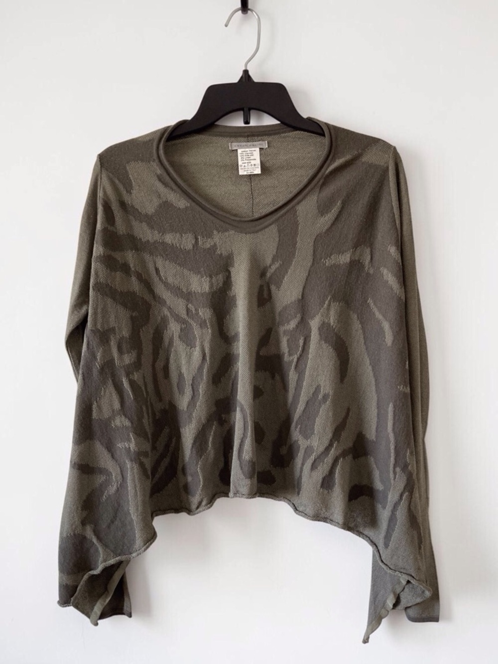 Sarah Pacini Italy Knit Top OS Olive Green Lagenlook Asymmetrical Designer